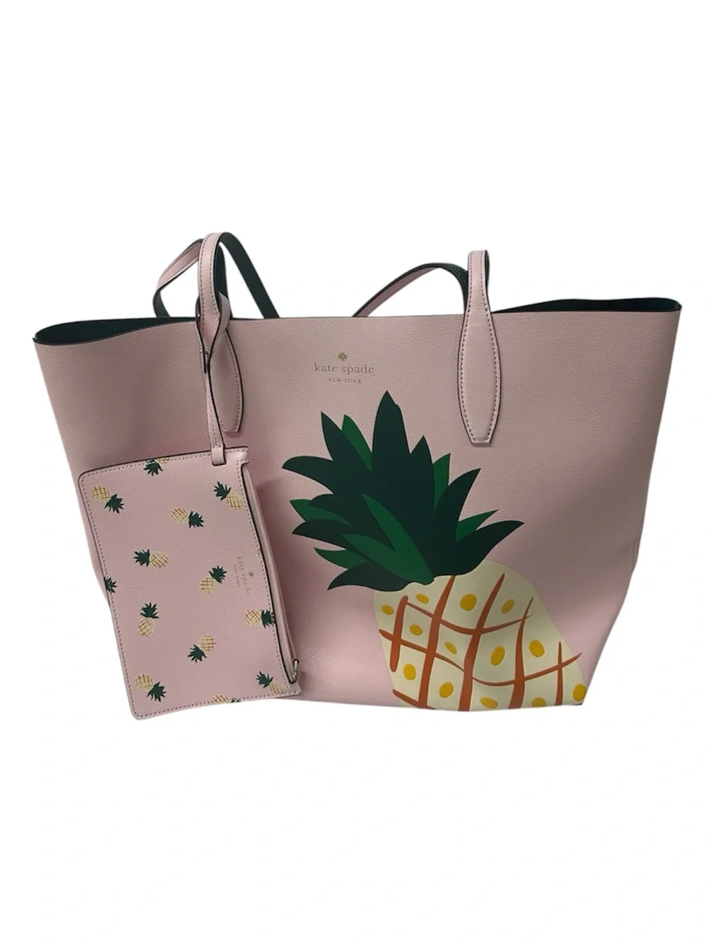 Kate Spade Colada Pineapple Print Reversible Tote with Pouch